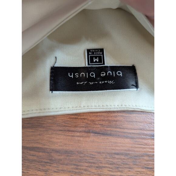 Blue Blush Satin Tiered Bell Sleeve Cropped Top- Size Medium - Picture 2 of 10